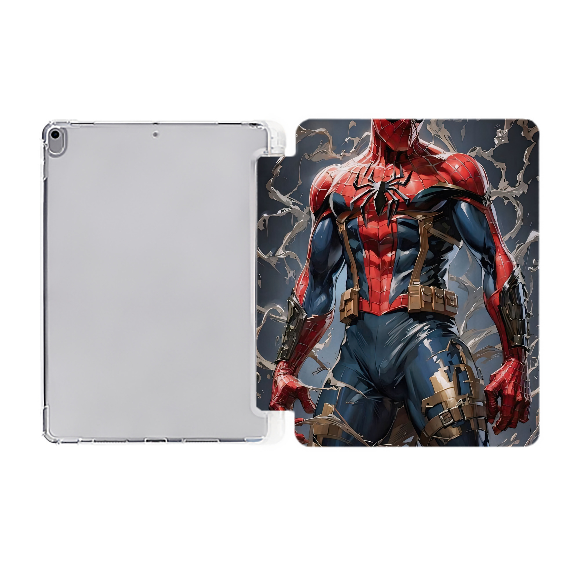 （画像用） Spider Man スパイダーマン IPad ケース ペン収納付き 三つ折りスタンド PUレザー×シリコン 対応機種9.5/10.5/10.9インチ